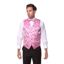 Load image into Gallery viewer, Ferrecci Mens Fuchsia Paisley Wedding Prom Grad Choir Band 4pc Vest Set - Ferrecci USA