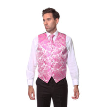 Load image into Gallery viewer, Ferrecci Mens Fuchsia Paisley Wedding Prom Grad Choir Band 4pc Vest Set - Ferrecci USA