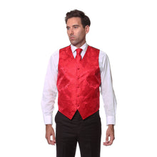 Load image into Gallery viewer, Ferrecci Mens Red Paisley Wedding Prom Grad Choir Band 4pc Vest Set - Ferrecci USA