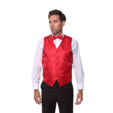 Load image into Gallery viewer, Ferrecci Mens Red Paisley Wedding Prom Grad Choir Band 4pc Vest Set - Ferrecci USA