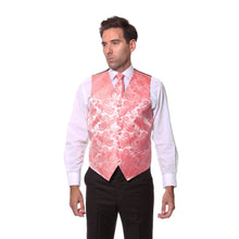 Load image into Gallery viewer, Ferrecci Mens Coral Paisley Wedding Prom Grad Choir Band 4pc Vest Set - Ferrecci USA