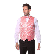 Load image into Gallery viewer, Ferrecci Mens Coral Paisley Wedding Prom Grad Choir Band 4pc Vest Set - Ferrecci USA