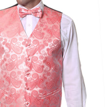 Load image into Gallery viewer, Ferrecci Mens Coral Paisley Wedding Prom Grad Choir Band 4pc Vest Set - Ferrecci USA