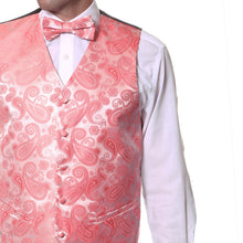 Load image into Gallery viewer, Ferrecci Mens Coral Paisley Wedding Prom Grad Choir Band 4pc Vest Set - Ferrecci USA
