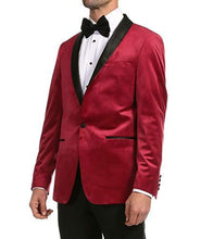 Load image into Gallery viewer, Enzo Burgundy Velvet Slim Fit Shawl Lapel Tuxedo Men's Blazer - Ferrecci USA