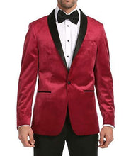 Load image into Gallery viewer, Enzo Burgundy Velvet Slim Fit Shawl Lapel Tuxedo Men's Blazer - Ferrecci USA