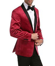Load image into Gallery viewer, Enzo Burgundy Velvet Slim Fit Shawl Lapel Tuxedo Men's Blazer - Ferrecci USA