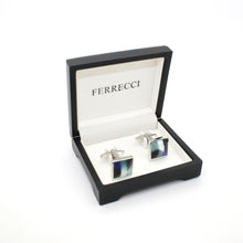 Load image into Gallery viewer, Silvertone Mix Stripe Cuff Links With Jewelry Box - Ferrecci USA