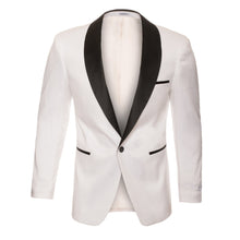Load image into Gallery viewer, Ash All White Snake Skin Tuxedo Blazer - Ferrecci USA
