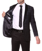 Load image into Gallery viewer, The Astor Black Plaid Slim Shawl Tuxedo Blazer - Ferrecci USA