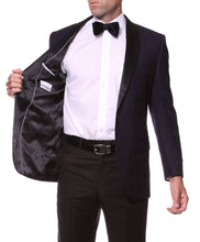 Load image into Gallery viewer, The Astor Purple Plaid Slim Shawl Tuxedo Blazer - Ferrecci USA