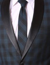 Load image into Gallery viewer, The Astor Teal Plaid Slim Shawl Tuxedo Blazer - Ferrecci USA