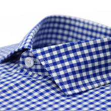 Load image into Gallery viewer, Blue Gingham Check Dress Shirt - Slim Fit - Ferrecci USA