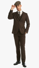 Load image into Gallery viewer, Bradford Cognac Slim Fit 3 Piece Tweed Suit - Ferrecci USA