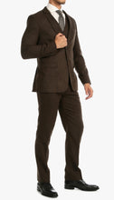 Load image into Gallery viewer, Bradford Cognac Slim Fit 3 Piece Tweed Suit - Ferrecci USA