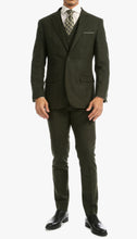 Load image into Gallery viewer, Bradford Hunter Green Slim Fit 3 Piece Tweed Suit - Ferrecci USA