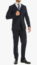 Load image into Gallery viewer, Bradford Navy Tweed With Slim Fit Suit With Five Button Vest - Ferrecci USA