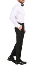 Load image into Gallery viewer, Bronson Black Slim Fit Notch Collar Lapel 2 Piece Tuxedo Suit Set - Tux Blazer Jacket and Pants - Ferrecci USA