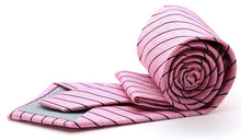 Load image into Gallery viewer, Mens Dads Classic Pink Striped Pattern Business Casual Necktie & Hanky Set C-10 - Ferrecci USA