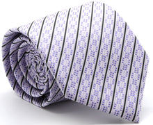 Load image into Gallery viewer, Mens Dads Classic Purple Striped Pattern Business Casual Necktie & Hanky Set C-11 - Ferrecci USA
