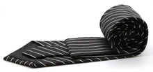 Load image into Gallery viewer, Mens Dads Classic Black Striped Pattern Business Casual Necktie & Hanky Set C-3 - Ferrecci USA