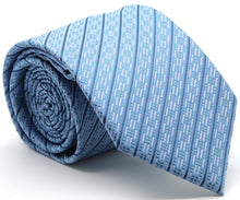 Load image into Gallery viewer, Mens Dads Classic Blue Striped Pattern Business Casual Necktie & Hanky Set C-8 - Ferrecci USA