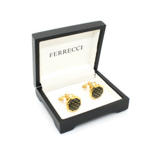 Load image into Gallery viewer, Goldtone Criss Cross Polygon Cuff Links With Jewelry Box - Ferrecci USA