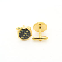 Load image into Gallery viewer, Goldtone Criss Cross Polygon Cuff Links With Jewelry Box - Ferrecci USA