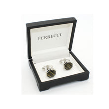 Load image into Gallery viewer, Silvertone Criss Cross Polygon Cuff Links With Jewelry Box - Ferrecci USA