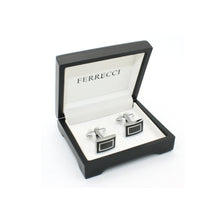Load image into Gallery viewer, Silvertone Carboform Cuff Links With Jewelry Box - Ferrecci USA