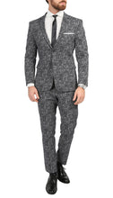 Load image into Gallery viewer, Men's Chicago Slim Fit Black & White Spotted Notch Lapel Suit - Ferrecci USA