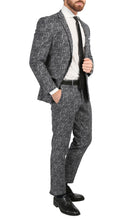 Load image into Gallery viewer, Men's Chicago Slim Fit Black & White Spotted Notch Lapel Suit - Ferrecci USA