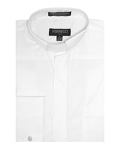 Load image into Gallery viewer, White Clergy Deacon Bishop Priest Mandarin Collar Dress Shirt - Ferrecci USA