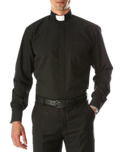 Load image into Gallery viewer, Black Clergy Deacon Bishop Priest Mandarin Collar Shirt - Ferrecci USA