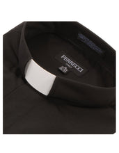 Load image into Gallery viewer, Black Clergy Deacon Bishop Priest Mandarin Collar Shirt - Ferrecci USA