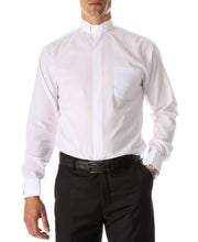 Load image into Gallery viewer, White Clergy Deacon Bishop Priest Mandarin Collar Dress Shirt - Ferrecci USA