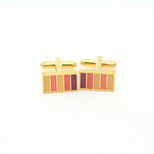 Load image into Gallery viewer, Goldtone Lavender Stripe Cuff Links With Jewelry Box - Ferrecci USA