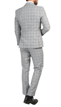 Load image into Gallery viewer, Conrad Skinny Slim Fit Grey 2pc Glen Plaid Peak Lapel Suit - Ferrecci USA