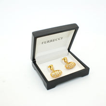 Load image into Gallery viewer, Goldtone Oval Crystal Gemstone Cuff Links With Jewelry Box - Ferrecci USA