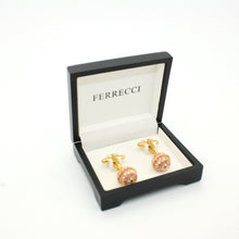 Load image into Gallery viewer, Goldtone Pink Gemstone Cuff Links With Jewelry Box - Ferrecci USA