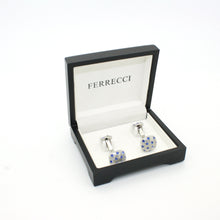Load image into Gallery viewer, Silvertone Blue Gemstone Metal Cuff Links With Jewelry Box - Ferrecci USA
