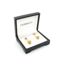 Load image into Gallery viewer, Goldtone Ball Gemstone Cuff Links With Jewelry Box - Ferrecci USA