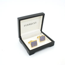 Load image into Gallery viewer, Goldtone Royal Blue Gemstone Cuff Links With Jewelry Box - Ferrecci USA