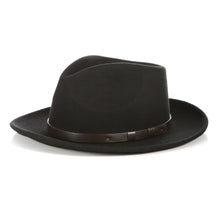 Load image into Gallery viewer, Crushable Black Fedora Hat with Leather Band - Ferrecci USA
