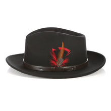 Load image into Gallery viewer, Crushable Black Fedora Hat with Leather Band - Ferrecci USA