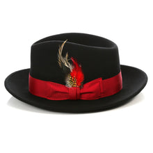 Load image into Gallery viewer, Crushable Black/Red Fedora Hat - Ferrecci USA