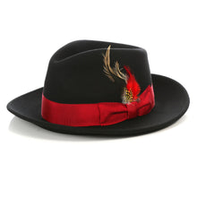 Load image into Gallery viewer, Crushable Black/Red Fedora Hat - Ferrecci USA