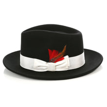 Load image into Gallery viewer, Crushable Fedora Hat in Black With White Band - Ferrecci USA