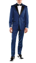 Load image into Gallery viewer, Crisp Dark Blue Slim Fit Peak Lapel 2 Piece Tuxedo - Ferrecci USA