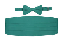 Load image into Gallery viewer, Satine Teal Bow Tie & Cummerbund Set - Ferrecci USA
